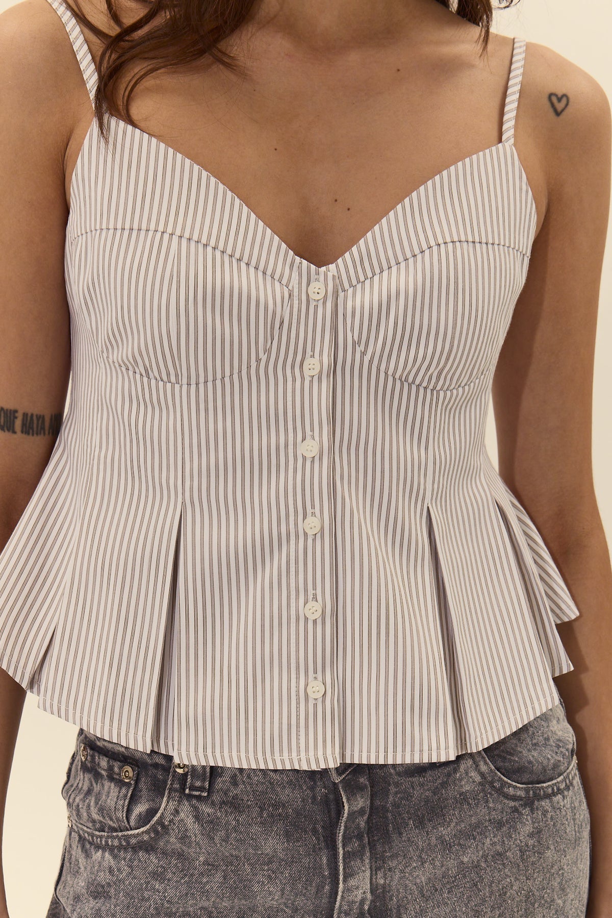 Corvo Striped Corset Peplum Top