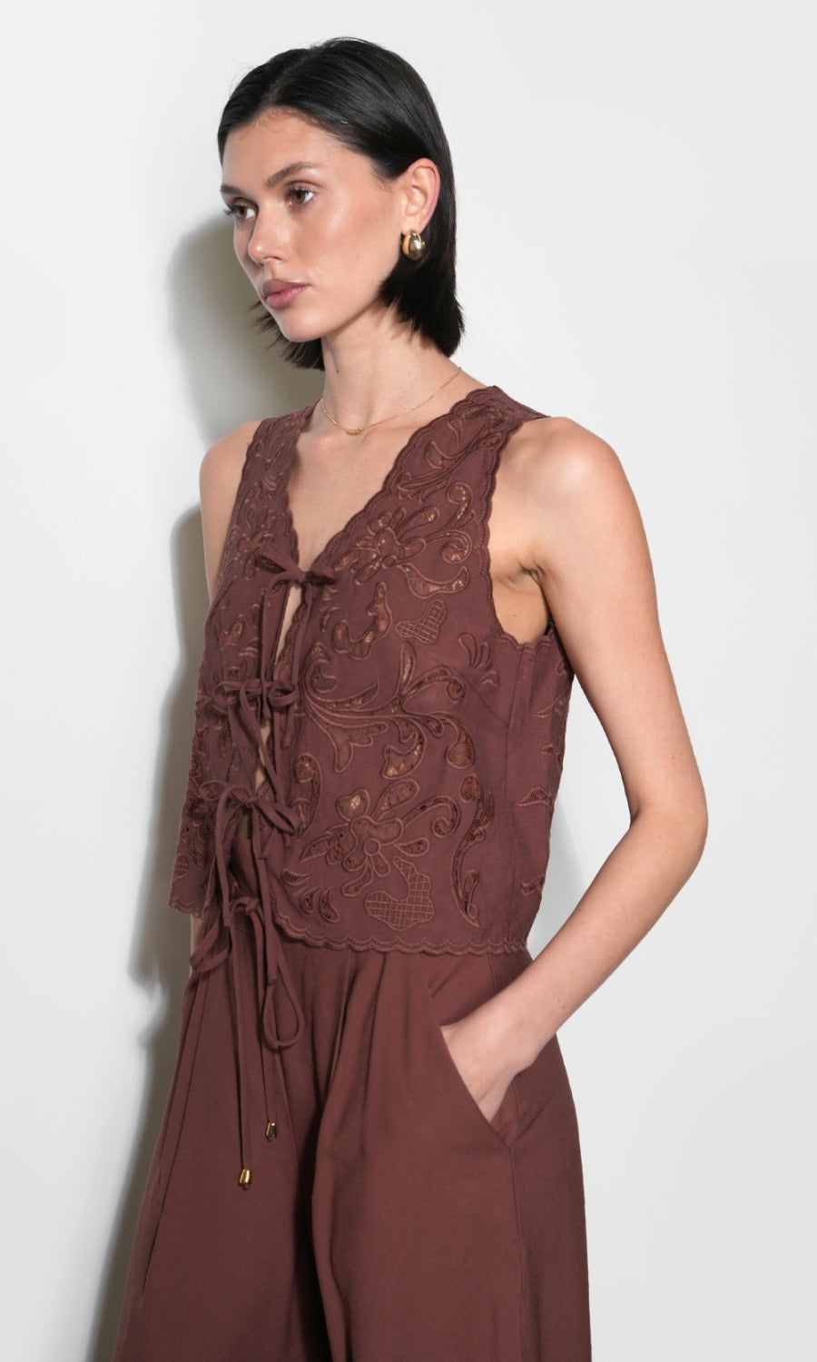 Faye Embroidered Tie Front