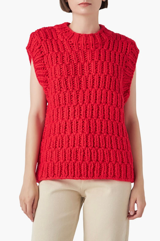 Chunky Knit Sweater Vest-English Factory