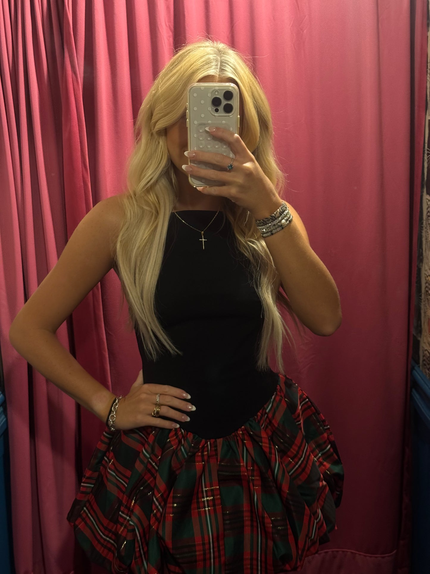 Tinsel Kiss Plaid Mini Dress