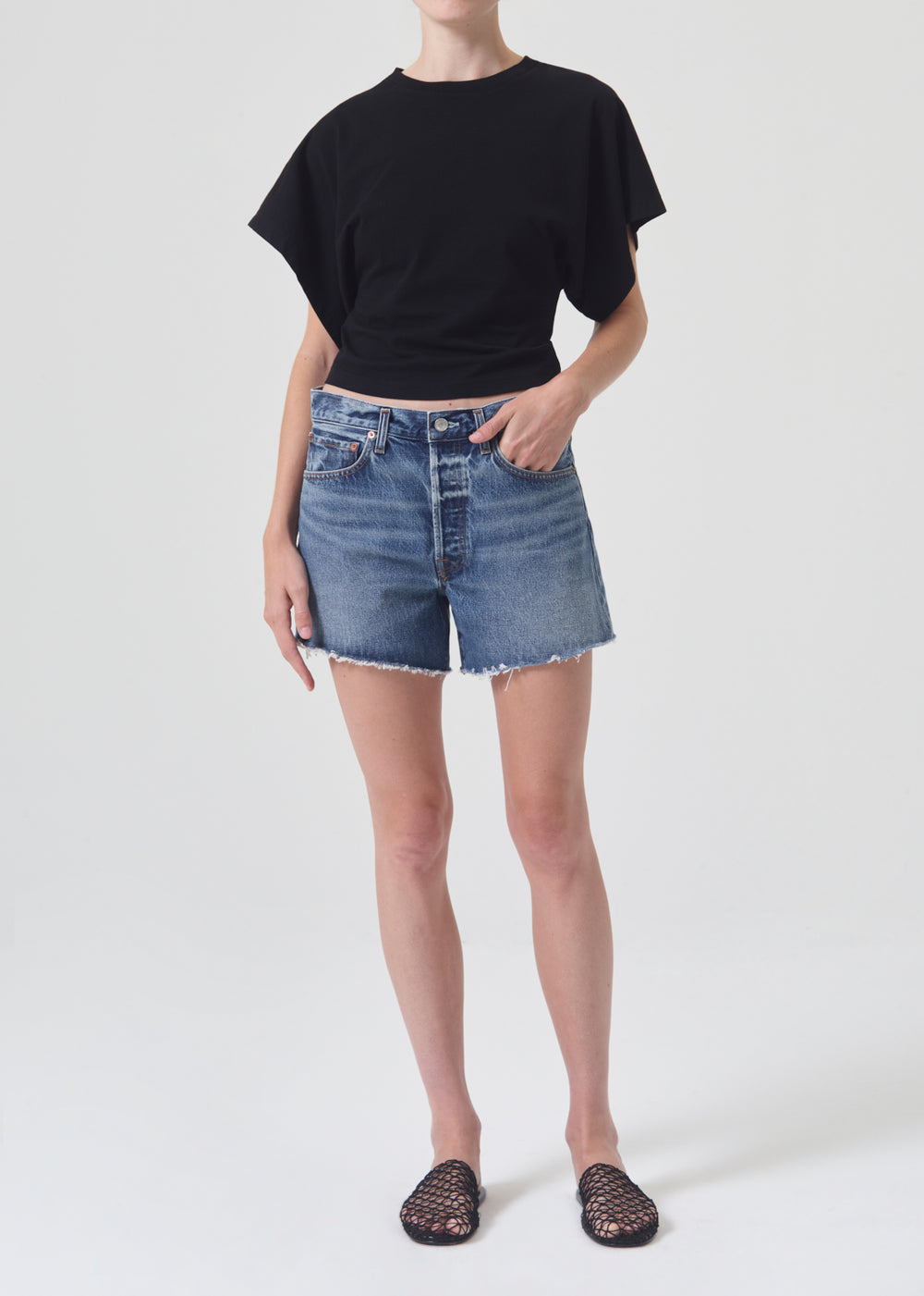 Agolde Parker Long Denim Short