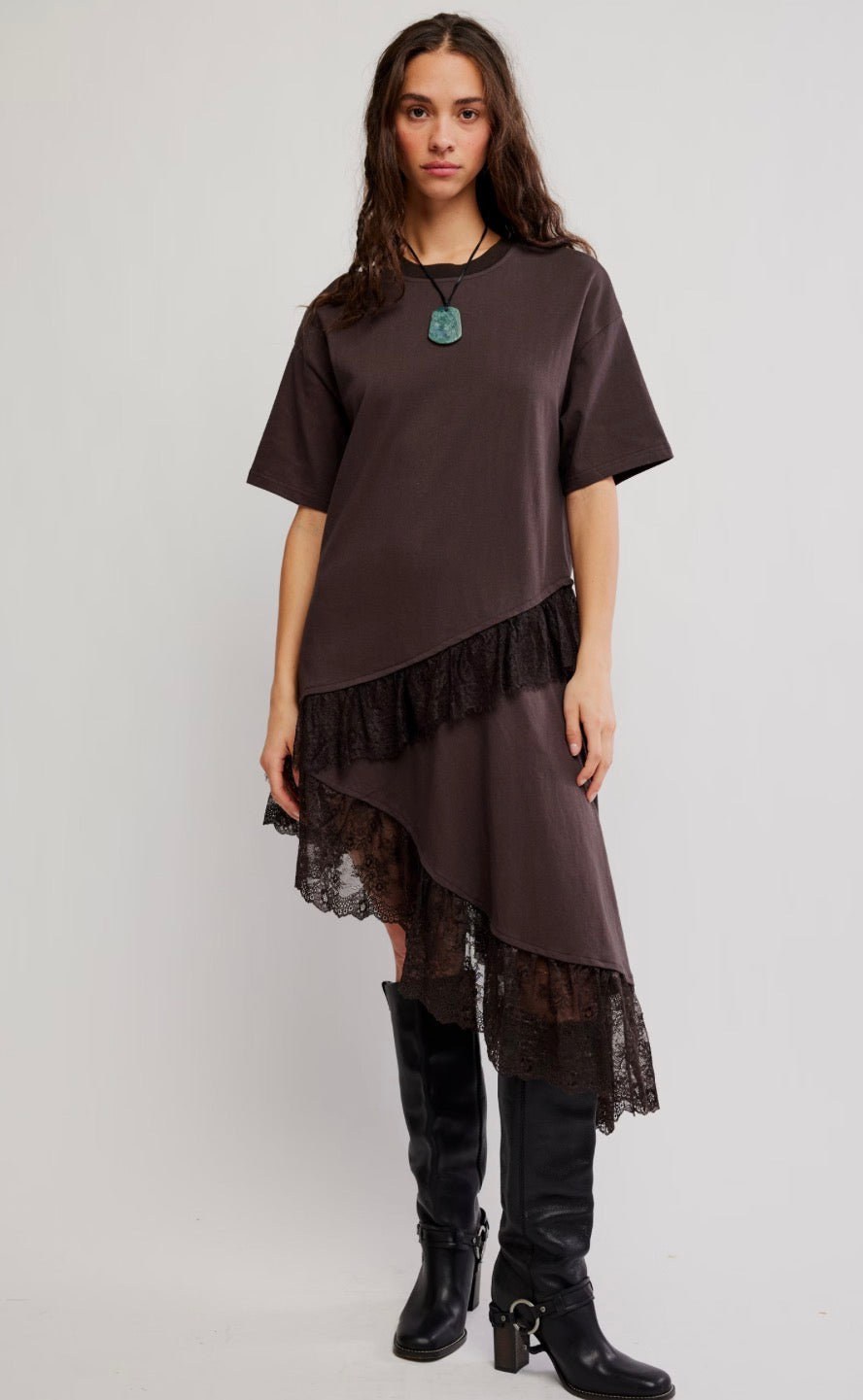 Frosted Lace Layered Tee Dress