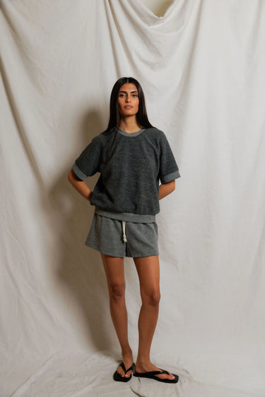 Kennedy Reverse Fleece Short-Sleeve Crewneck