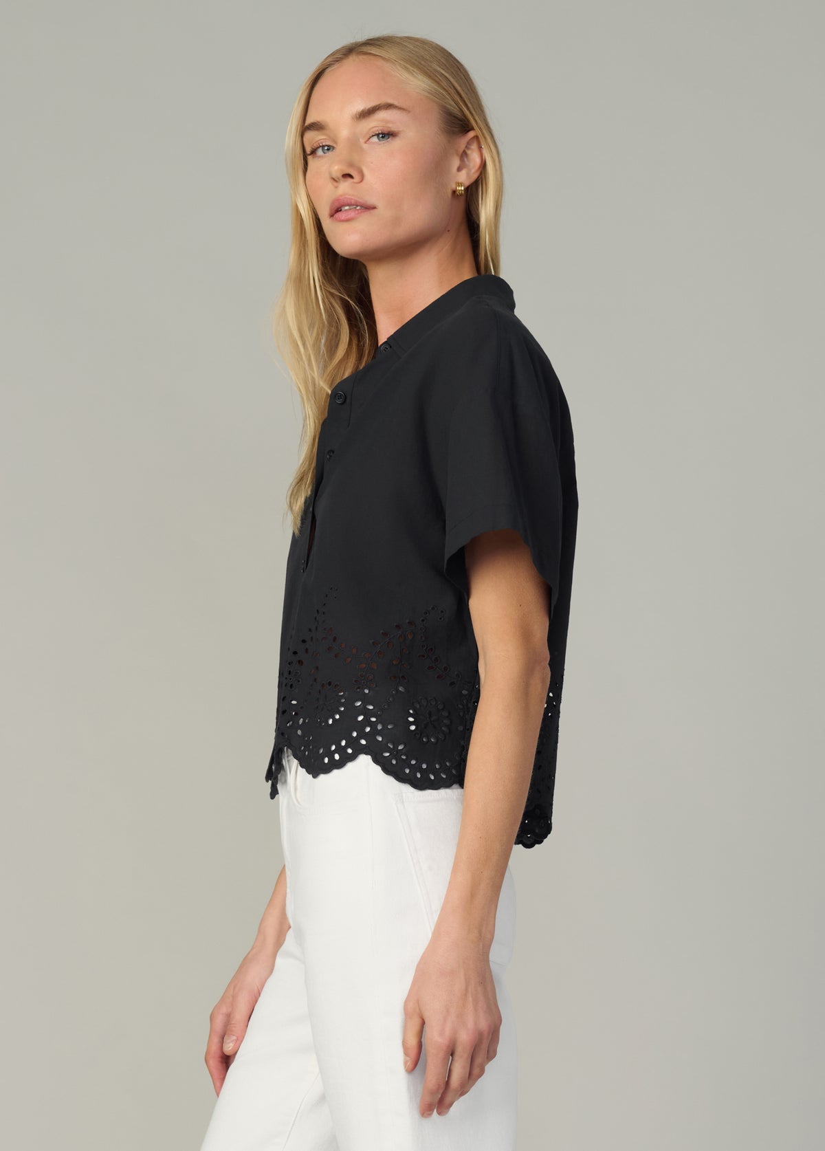 Joe's Jeans Eyelet Short Sleeve Shirt