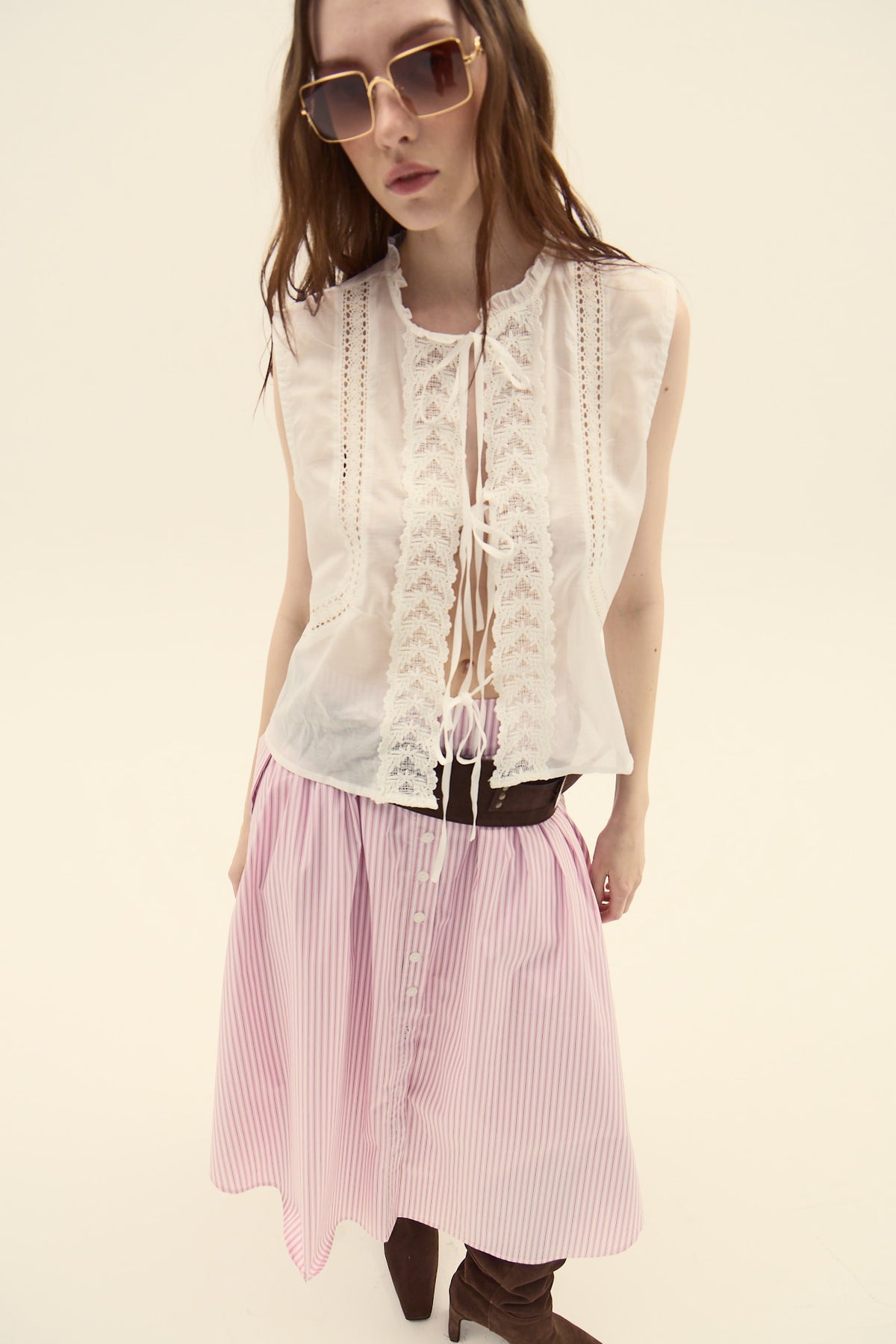 Chania Stripe Pink Skirt