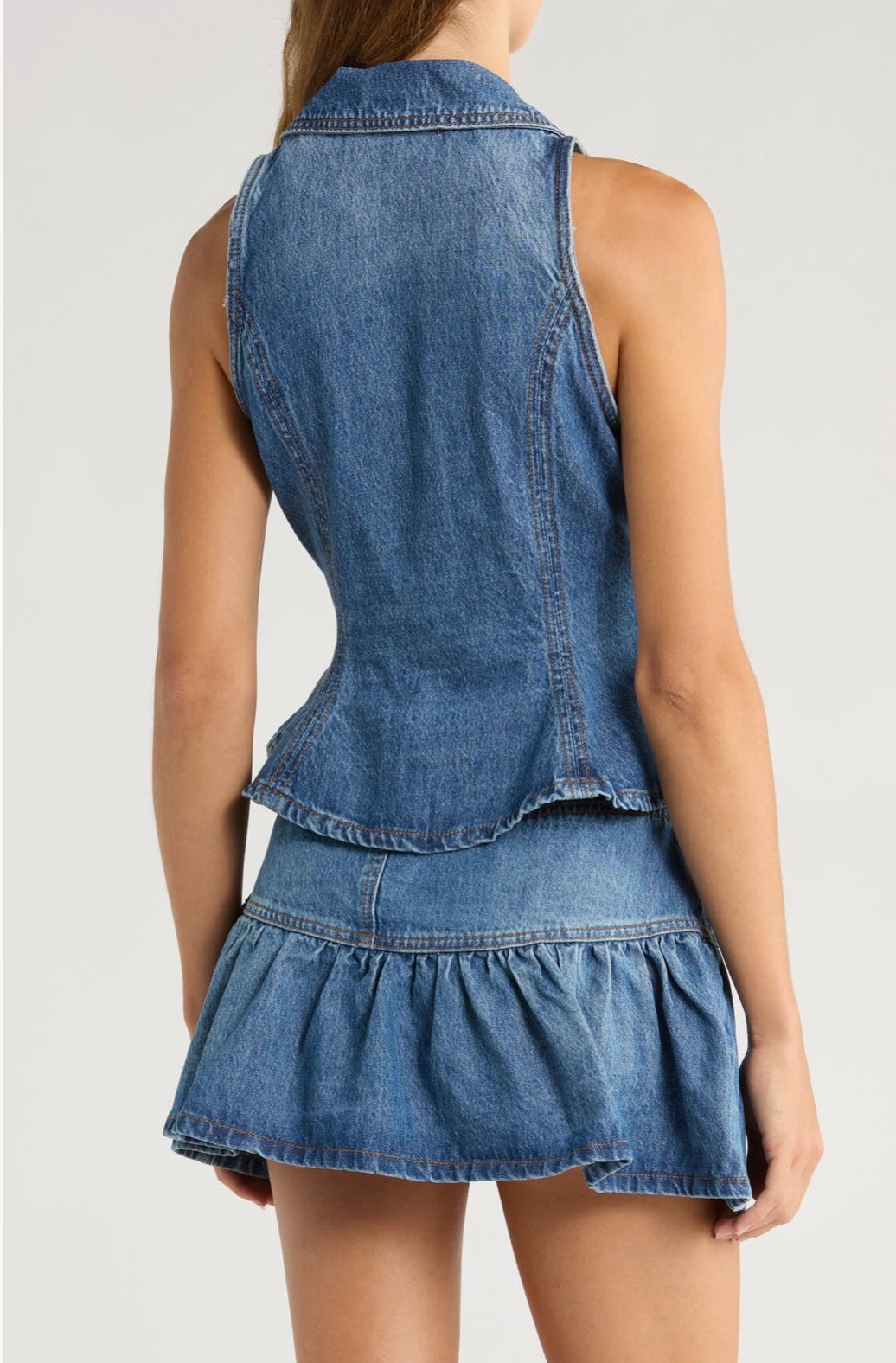 Denim Peplum Vest
