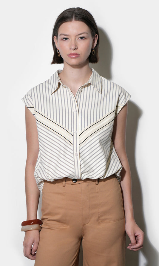 Everly Dolman Stripe Shirt Elastic Hem