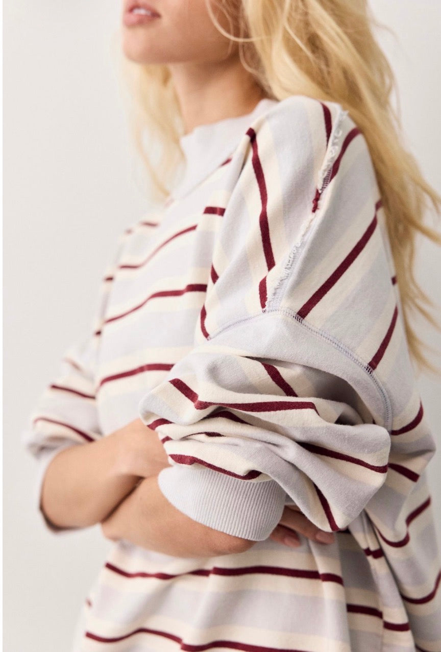 Palm Spring Striped Pullover-Mockneck