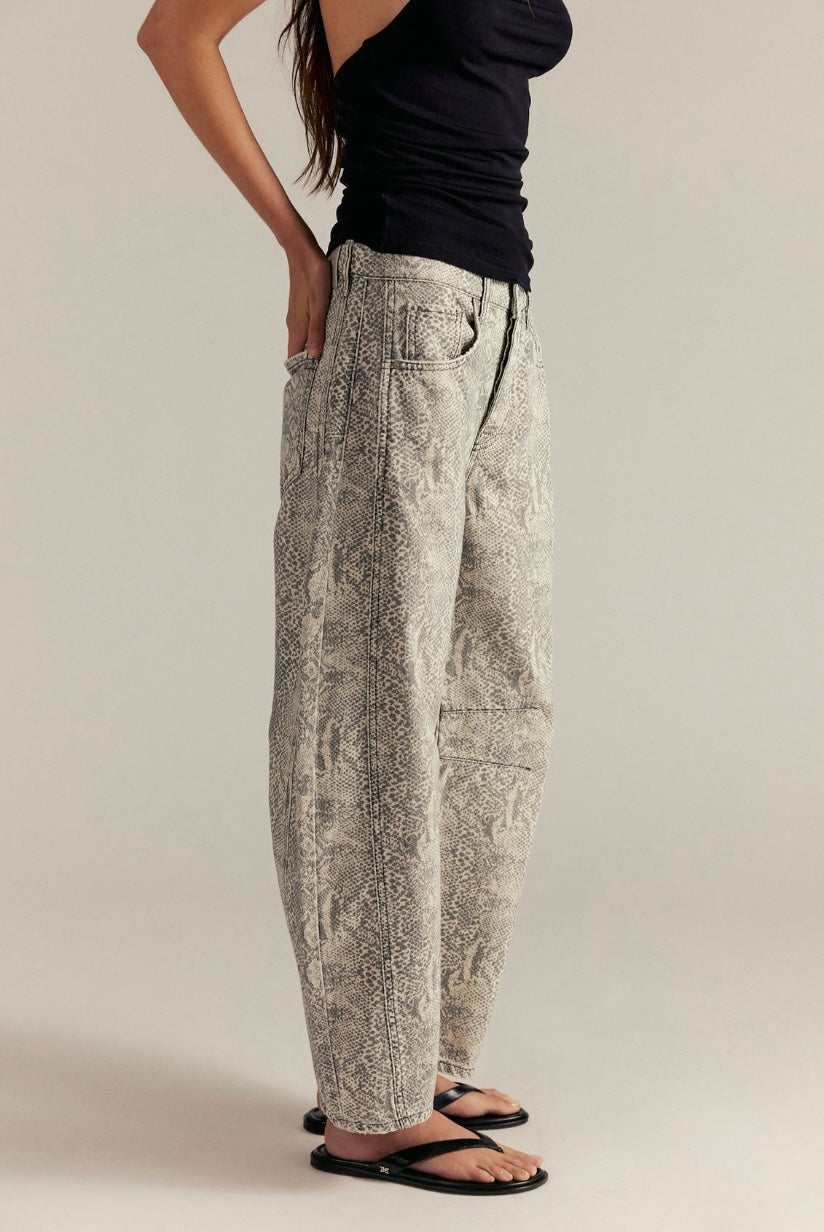 We The Free Good Luck Printed Barrel Jeans
