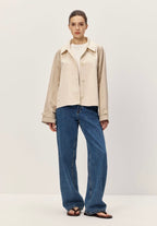 Two-Tone Beige Cropped Trench