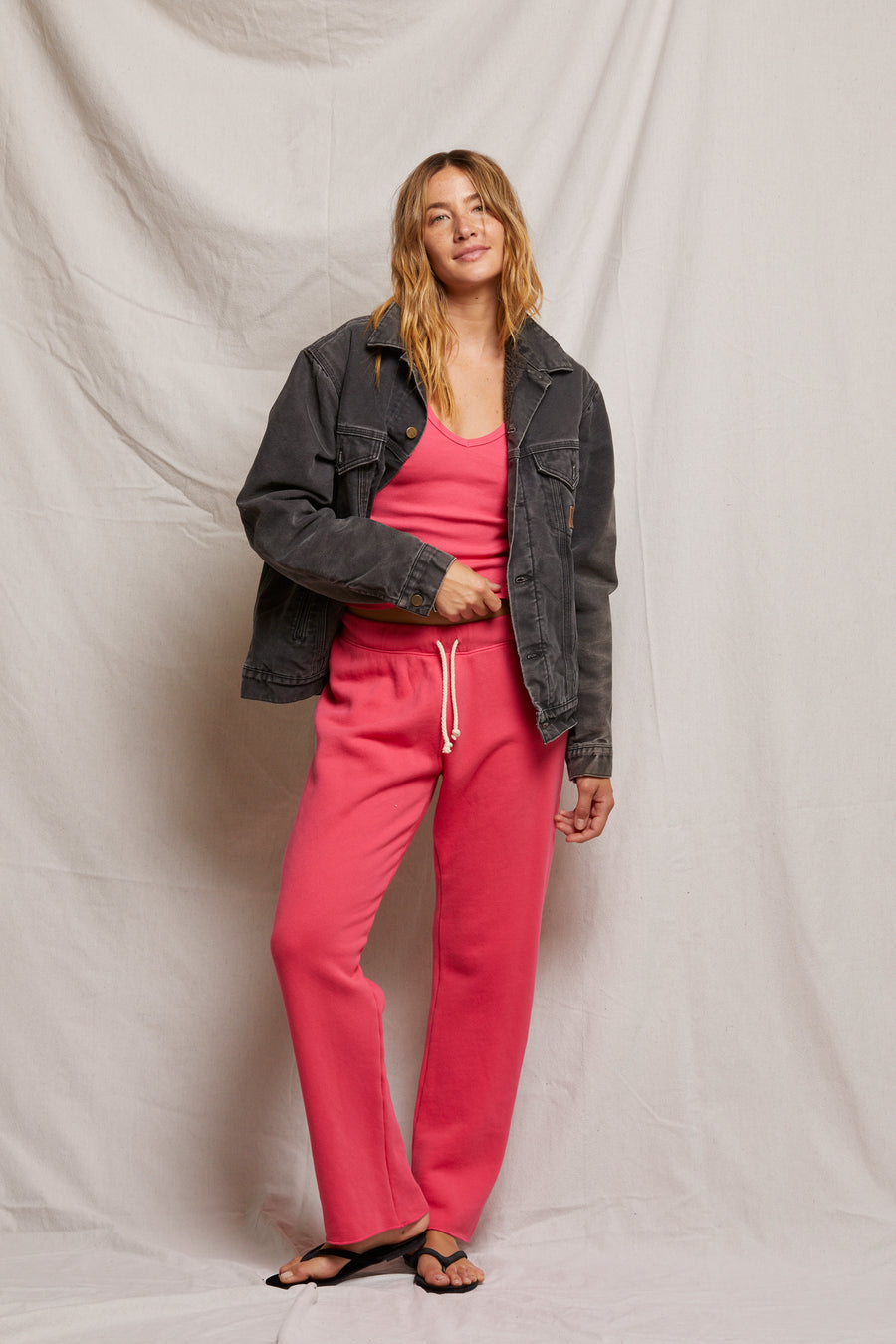 Perfect White Tee Cotton Fleece Straight Leg Sweatpants