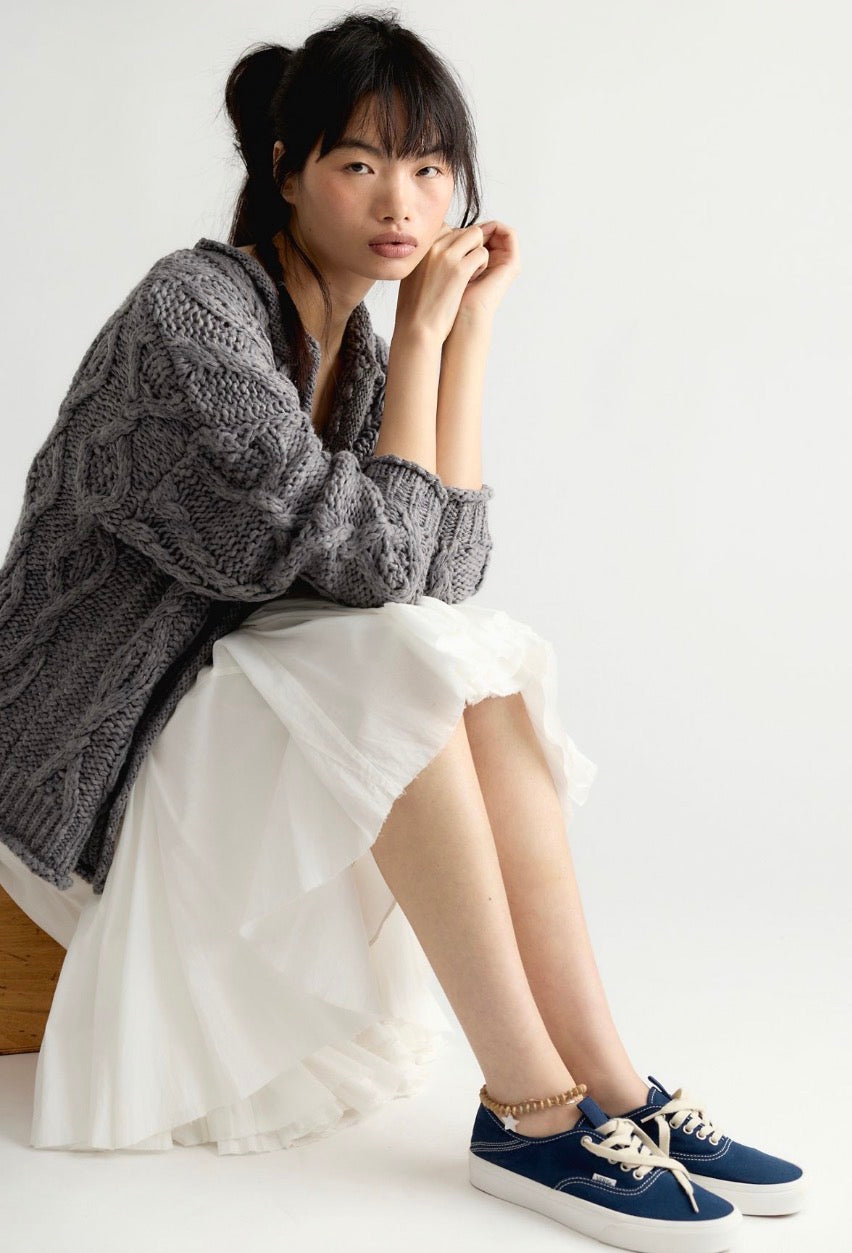 Opal Knit Cardi in Steel Grey