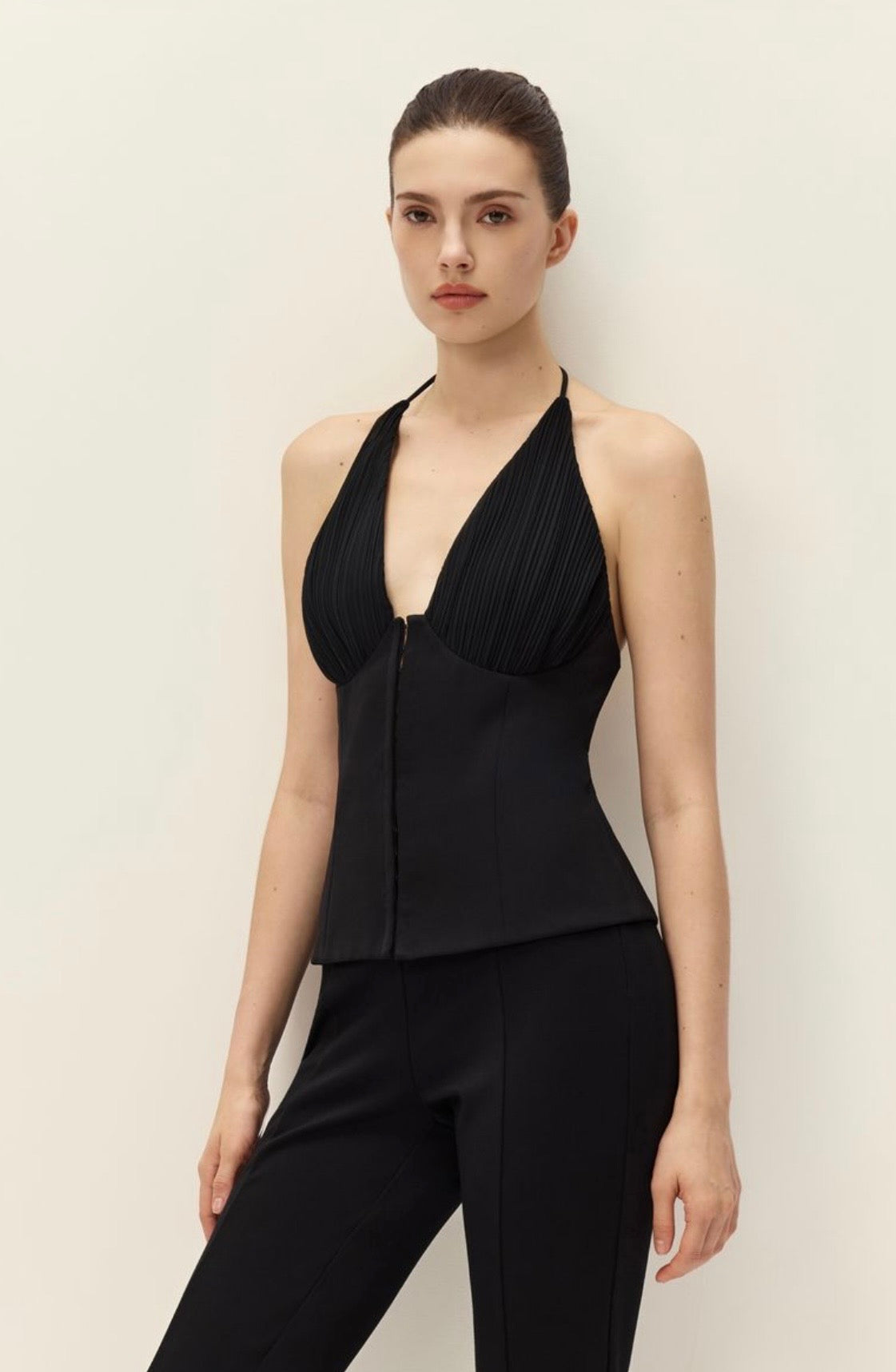 Jalen Black Halter Corset Top