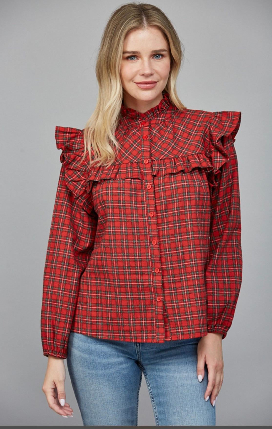 Plaid Ruffle Top