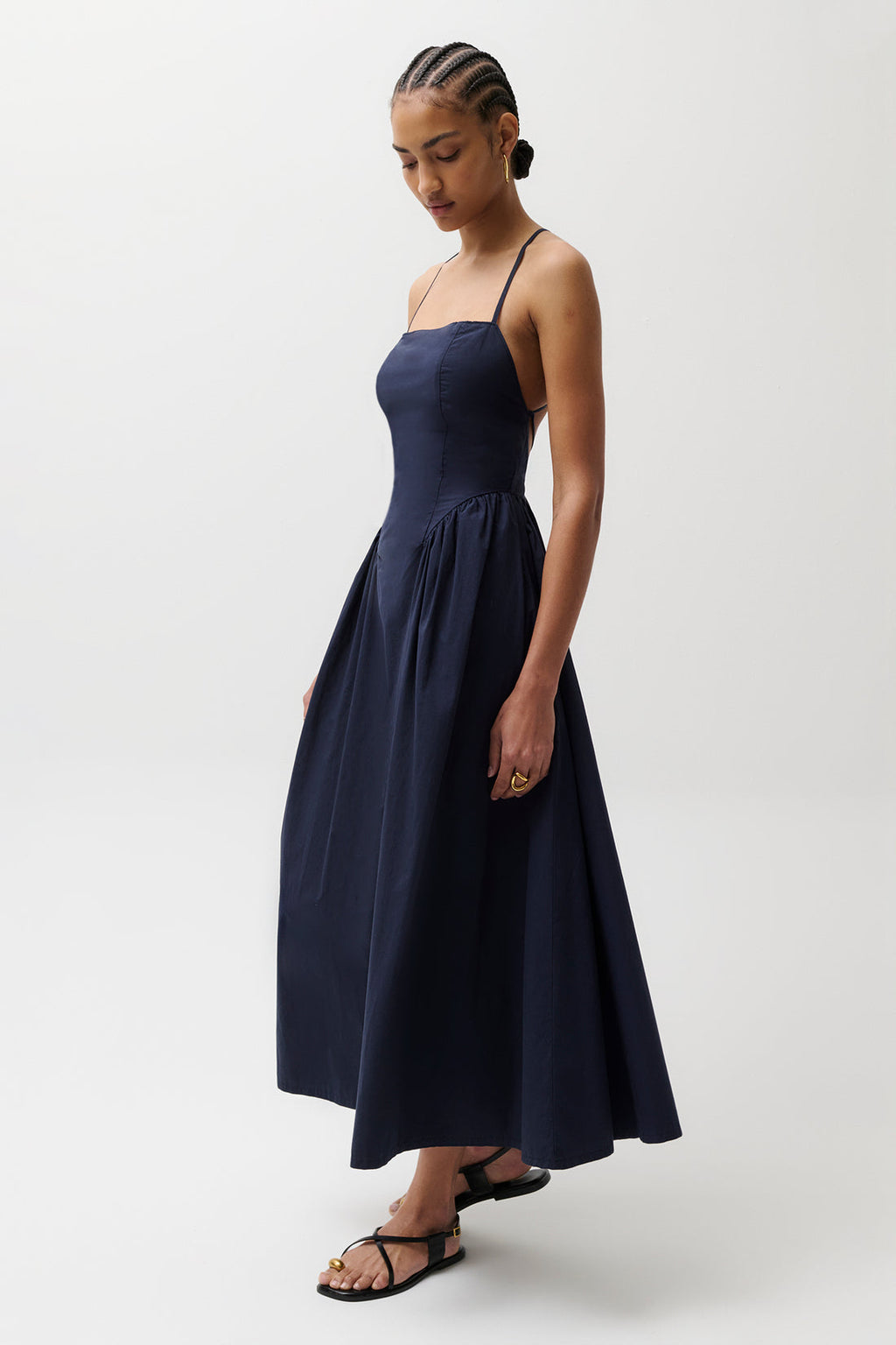 Sadee Open Back Dress-Navy Ship