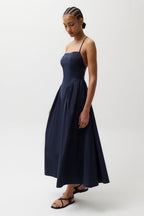 Sadee Open Back Dress-Navy Ship