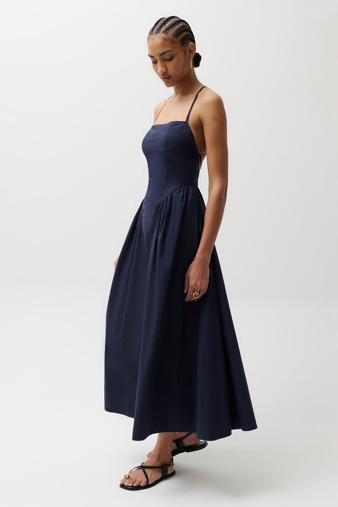 Sadee Open Back Dress-Navy Ship