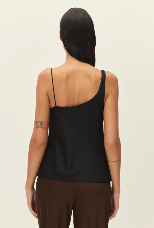 Etta Black Satin Cami Top