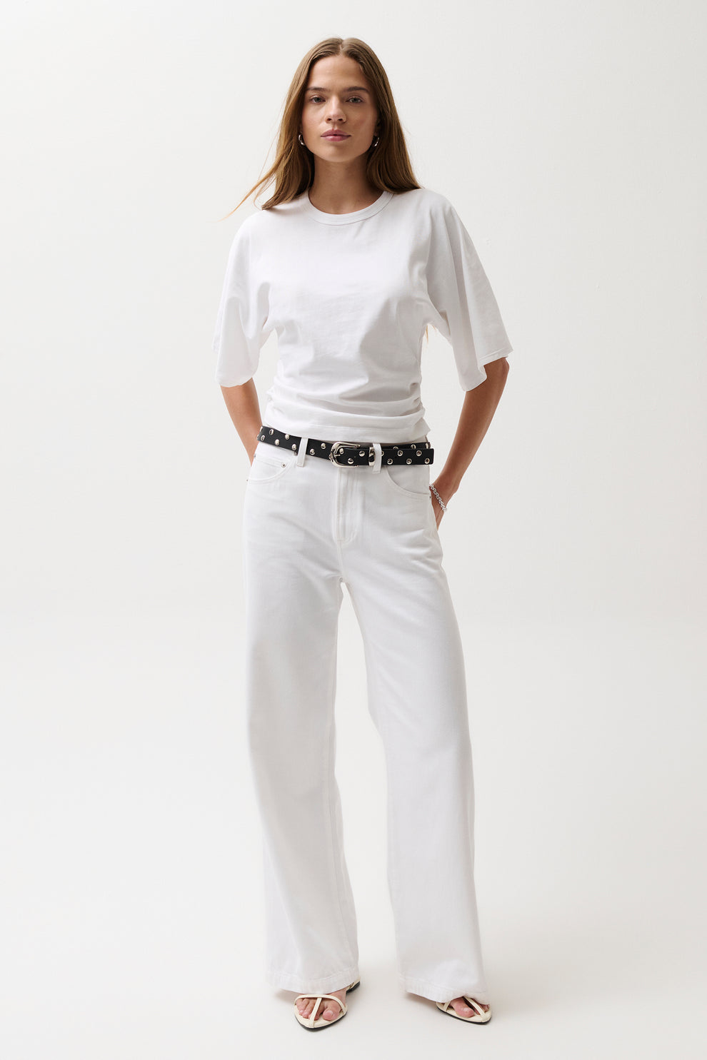 Jadyn Low Slung Palazzo Jean-Vivid White