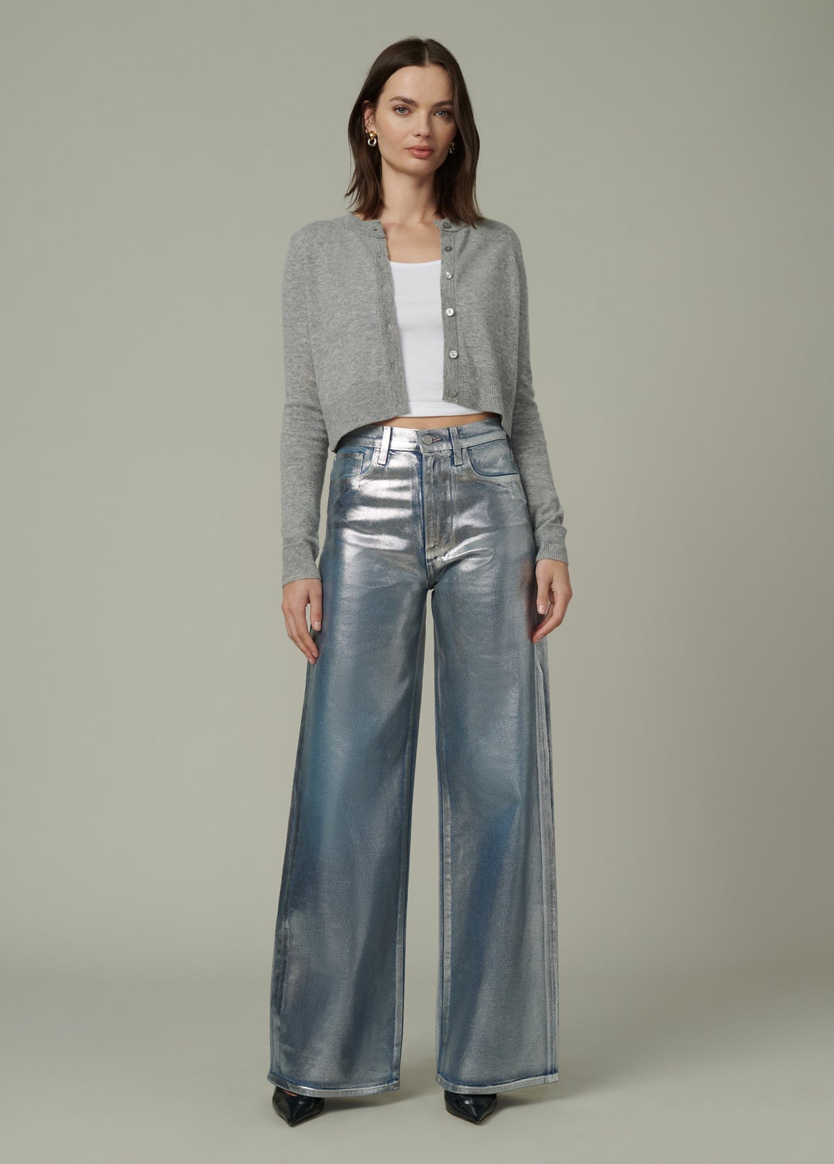 Mia High Rise Wide Leg Foil