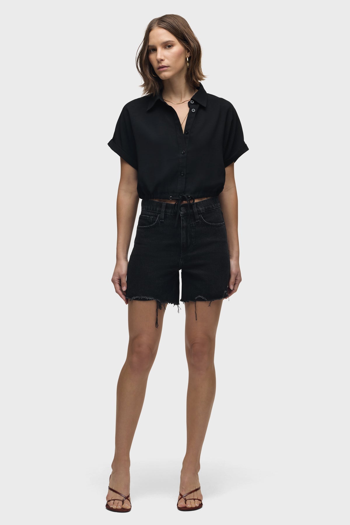 Drawstring Button Down