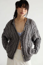 Opal Knit Cardi in Steel Grey