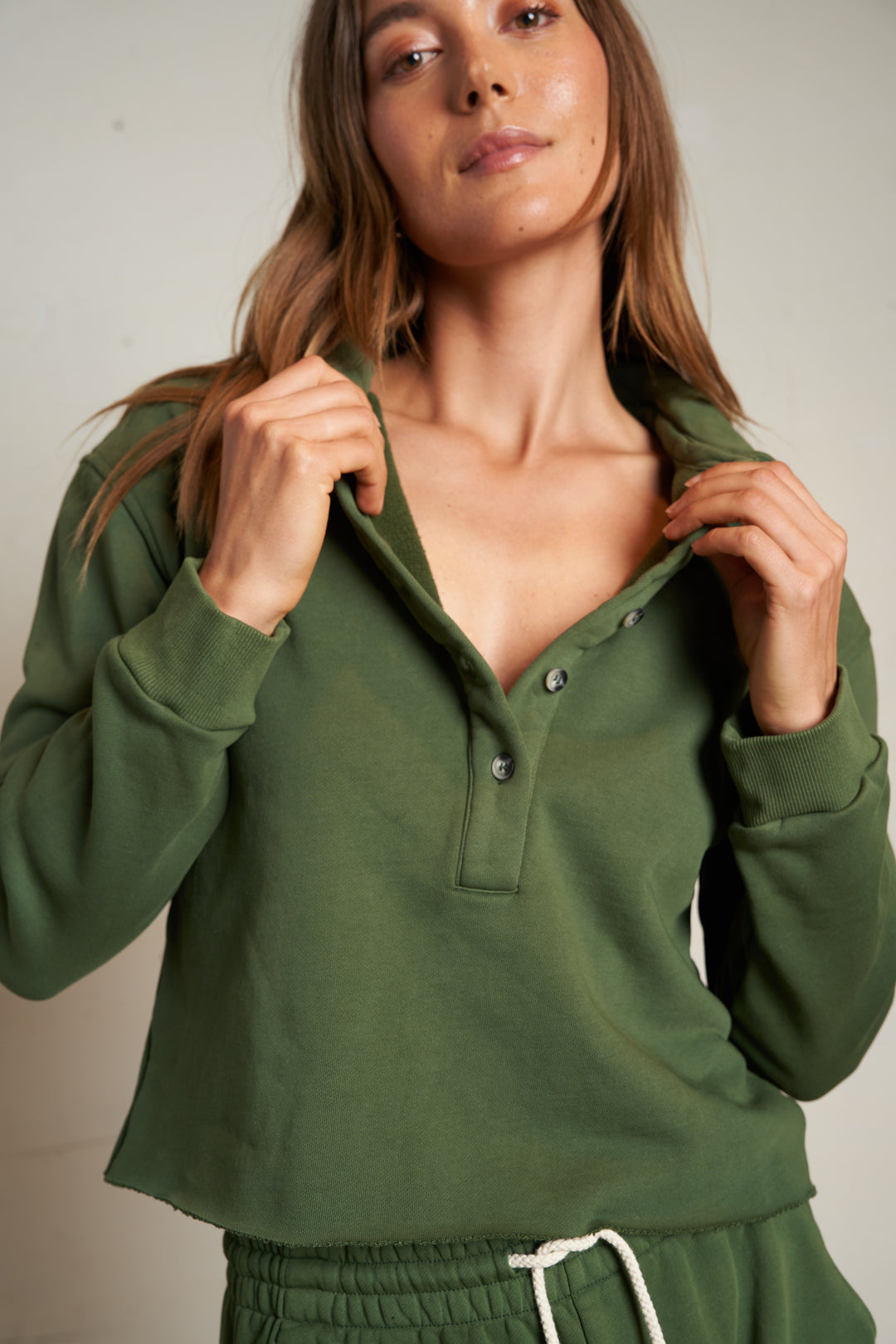Vinny Fleeced Collared Sweatshirt
