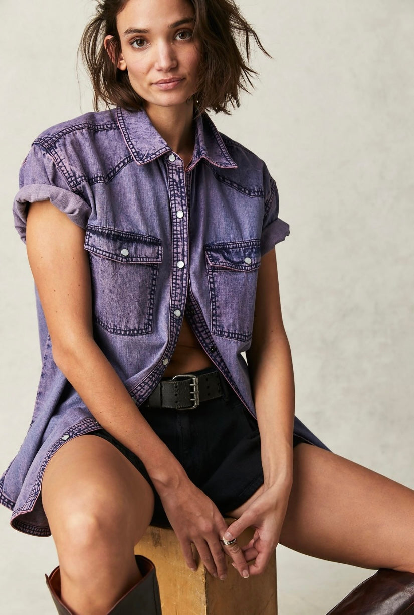 Free People Short with it Denim Top