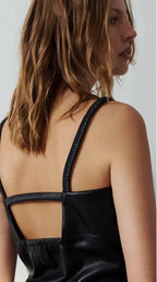 Elly Black Vegan Leather Tank
