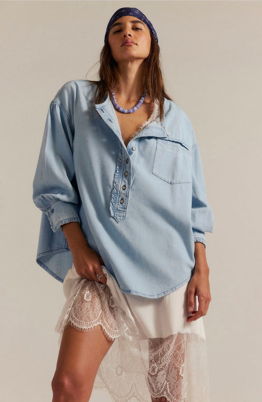 Free People We The Free Denim Dreaming Pullover