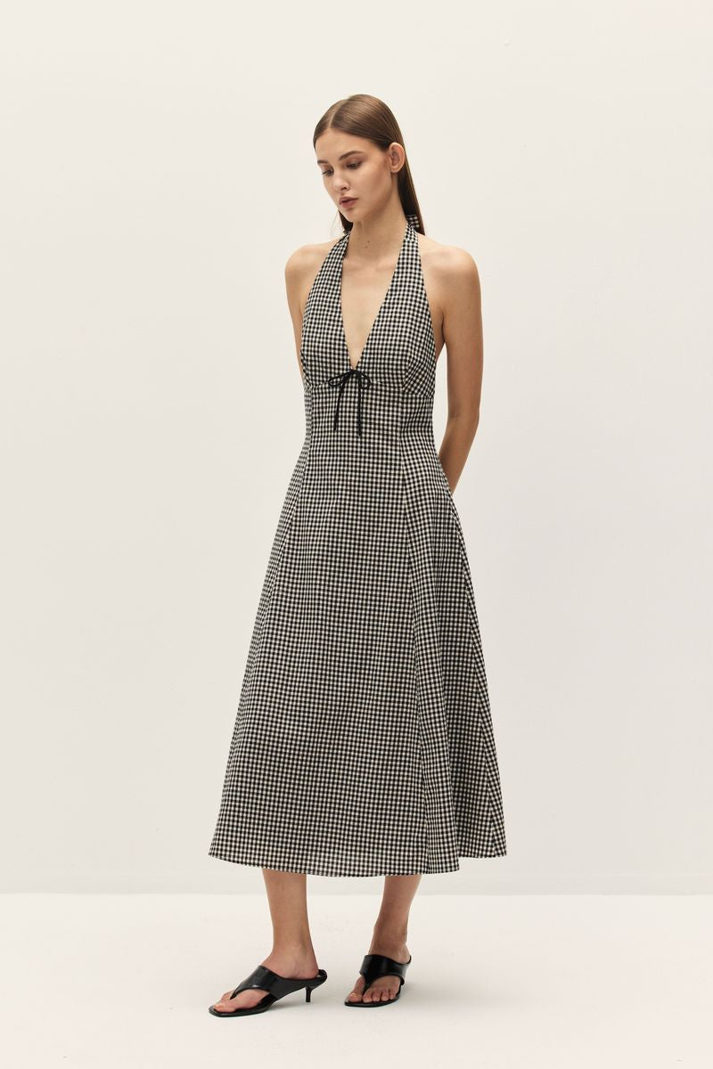 Serena Black Gingham Dress