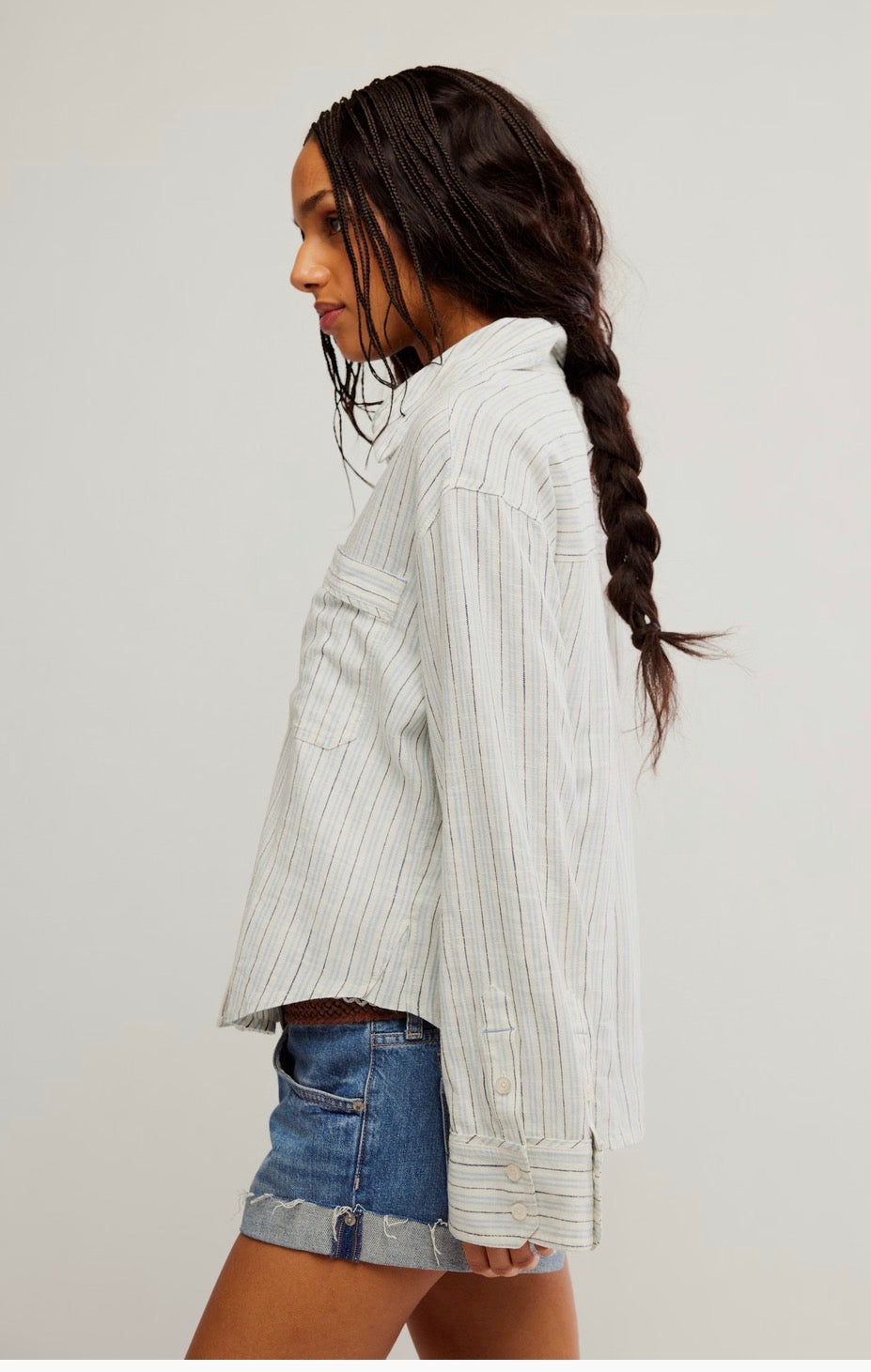 We The Free Striped Laurel Linen Button Down