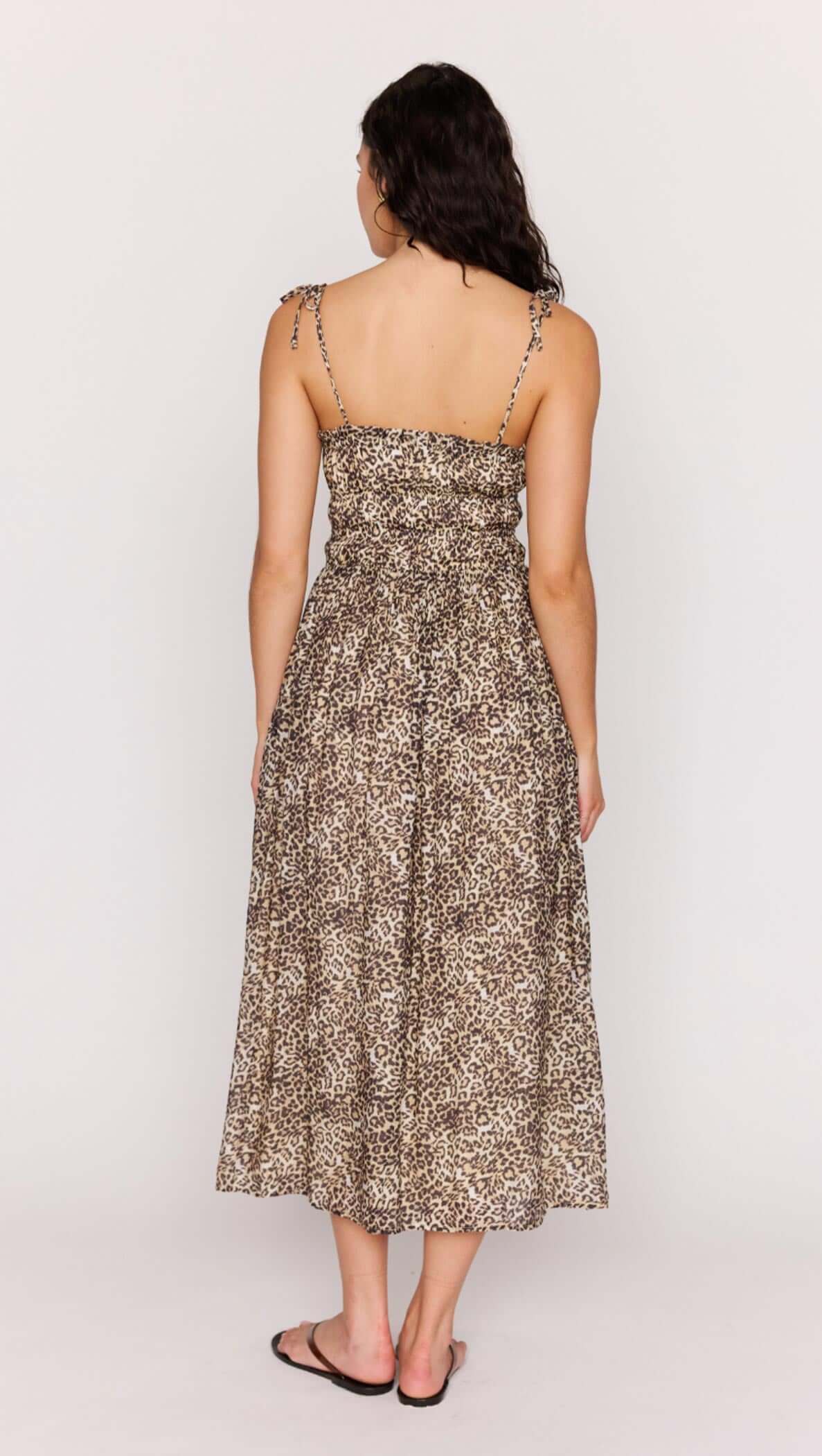 Tahlia Leopard Tie Front Midi Dress