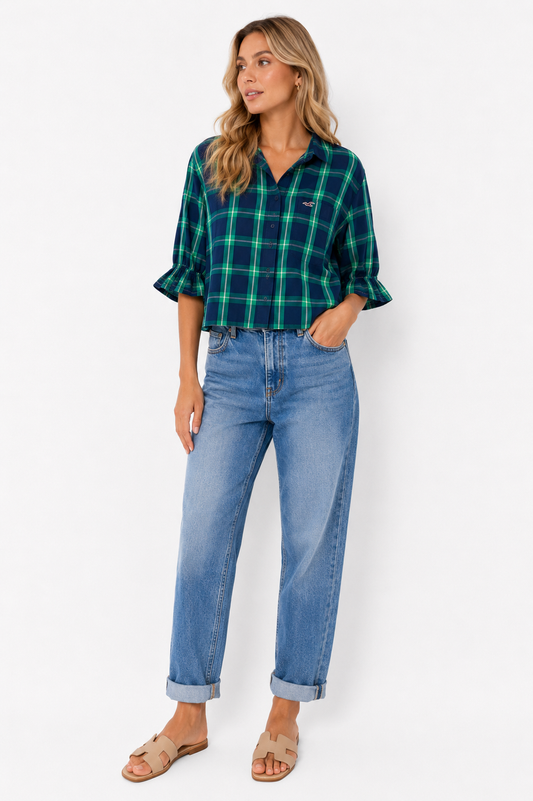 Green Plaid Stella Puff Sleeve