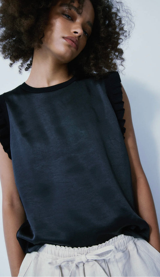 Mixed Media Frill Tank Top