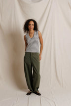 Tracy Cotton Striped U-Neck Tank