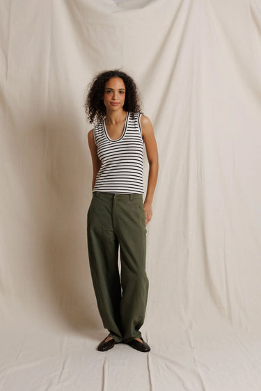 Tracy Cotton Striped U-Neck Tank