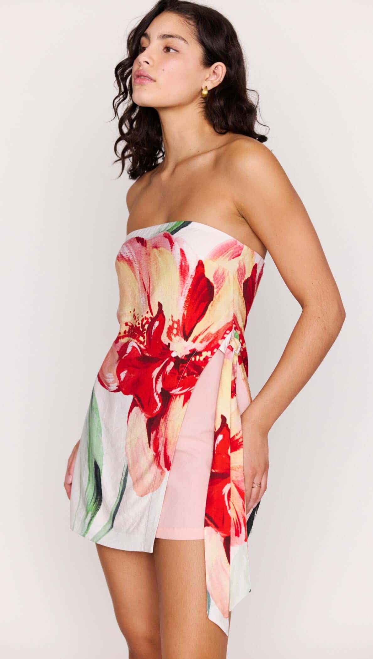 Zinnia Macro Floral Print Mini Dress