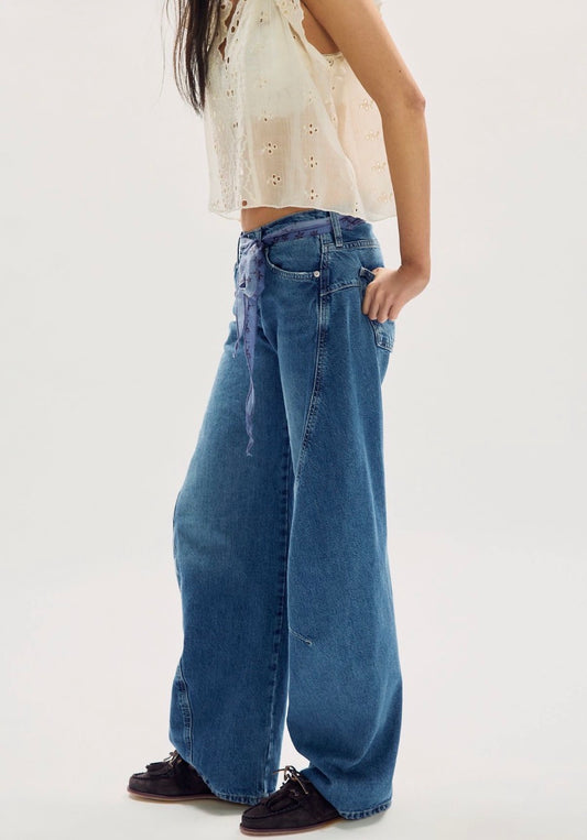 We The Free Fable Low-Rise Twisted Bowed Jeans