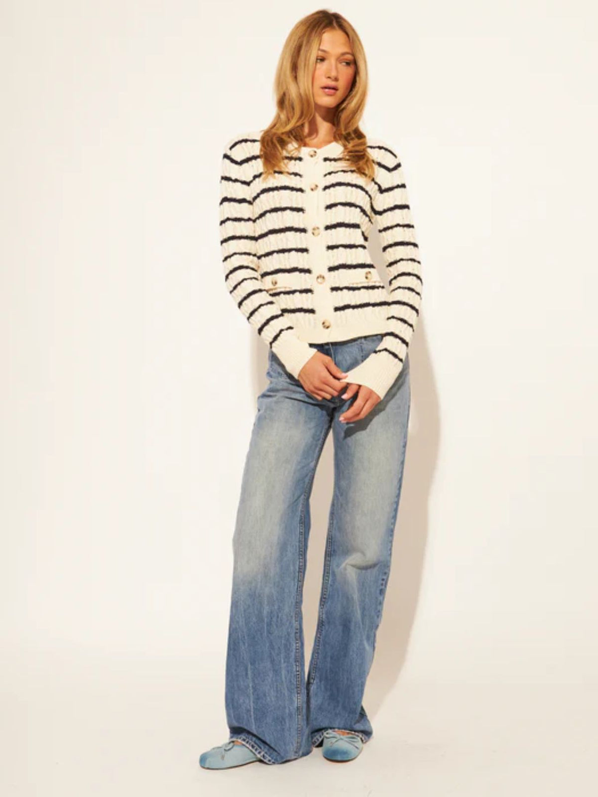Lyam Cable Knit Cardigan-Nautical
