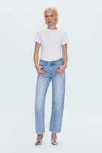 Lexi Mid Rise Bowed Straight Leg Stud