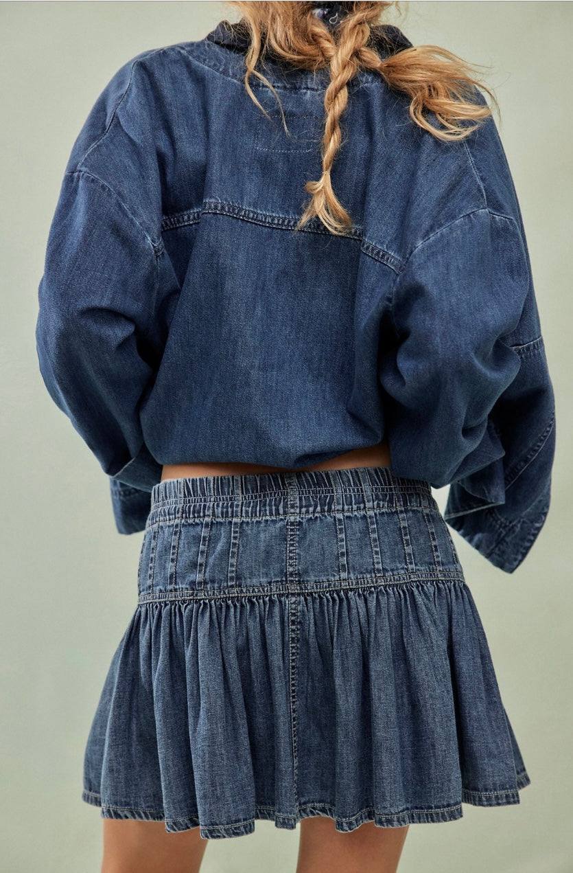 Free People We The Free Roselle Denim Mini Skirt