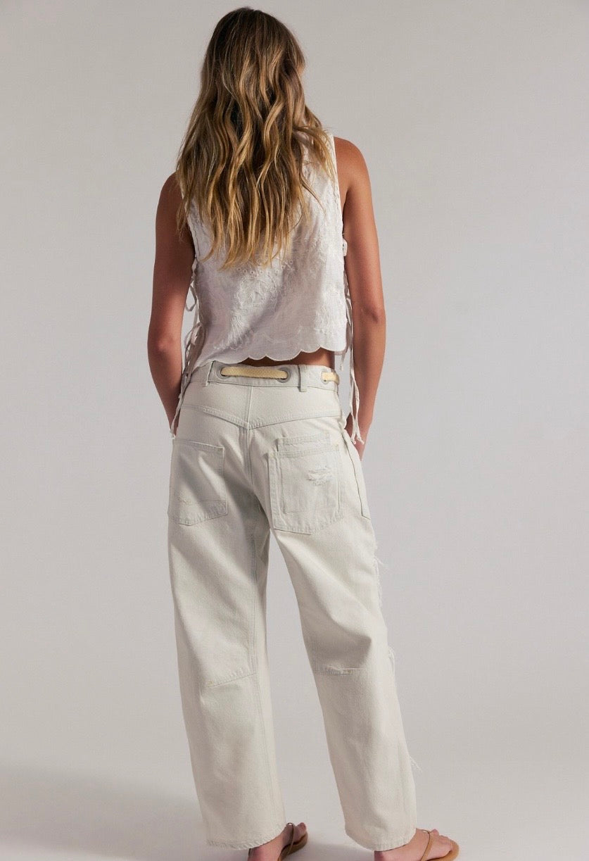 We The Free Moxie Pull-On Barrel Jeans-Sea Mist