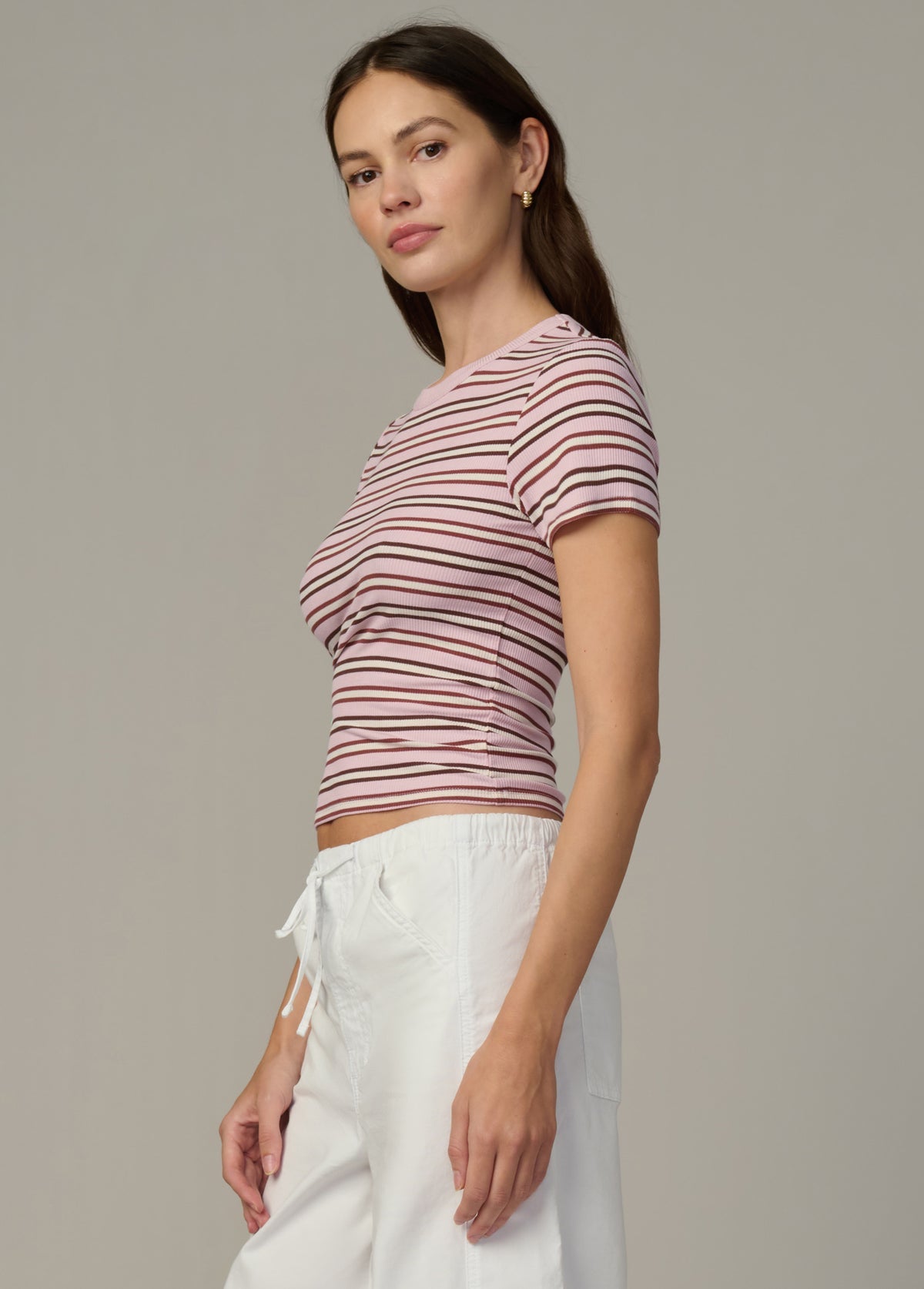 Joes Stripe Baby Tee- Blush