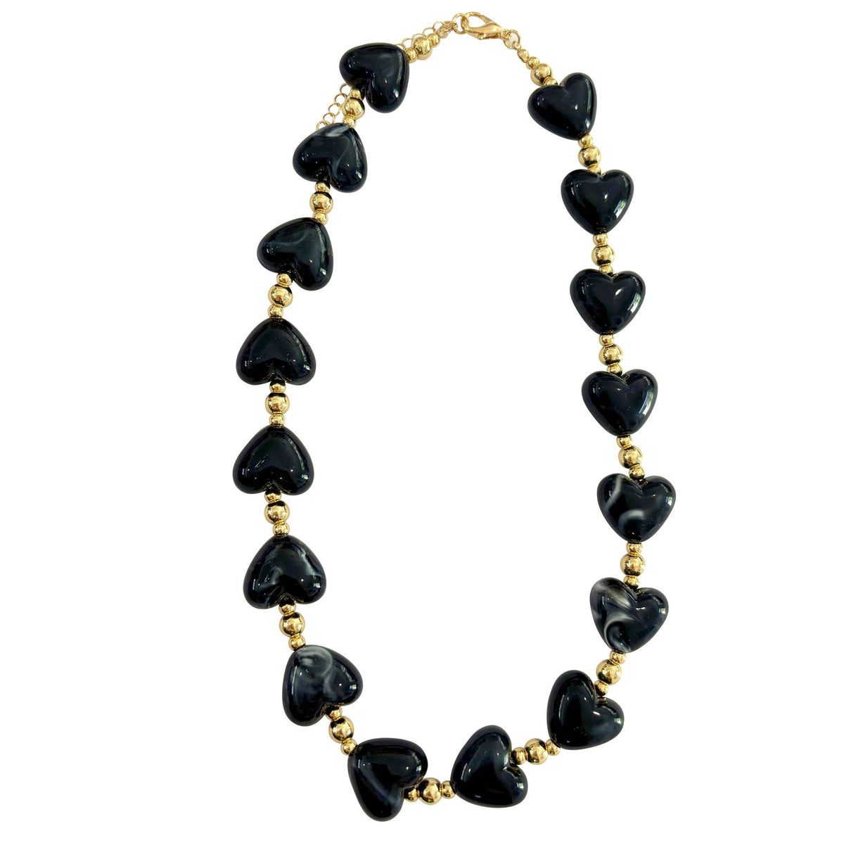 Charlie Beaded Black Heart Necklace
