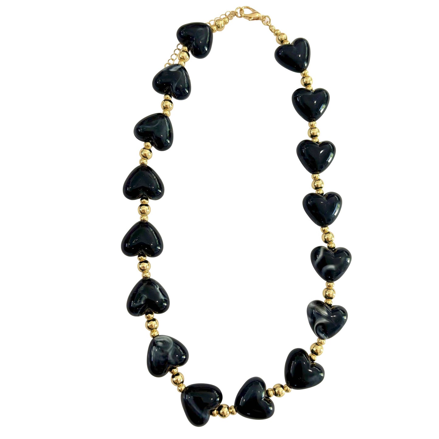 Charlie Beaded Black Heart Necklace