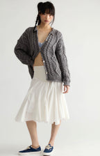 Opal Knit Cardi in Steel Grey