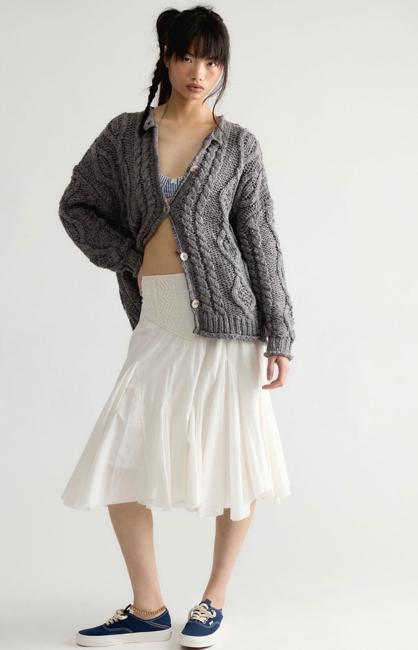 Opal Knit Cardi in Steel Grey