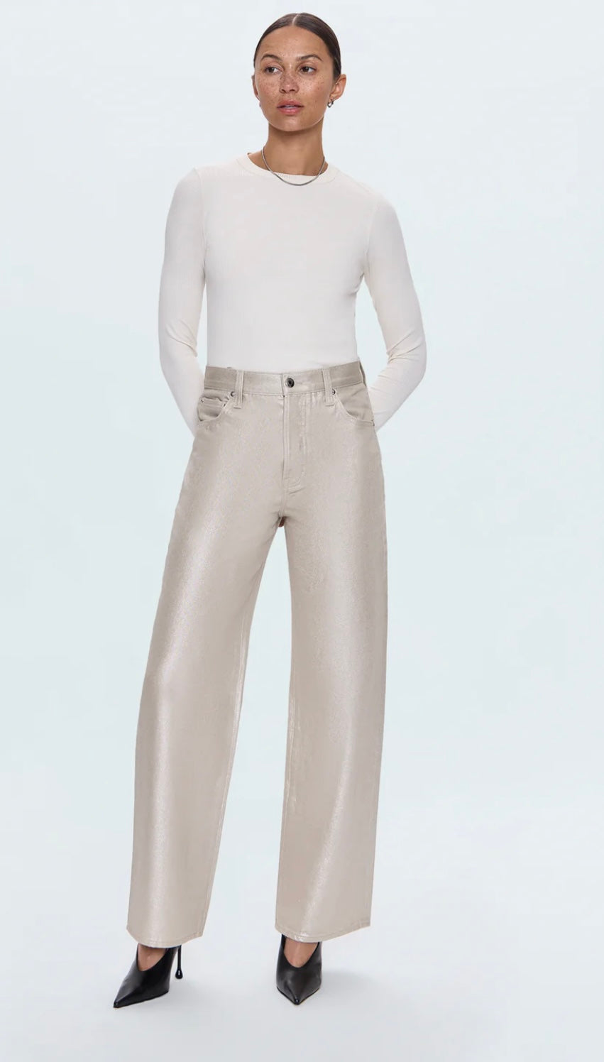 Tate High Rise Bowed Wide Leg Jean