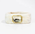 Marbled Resin Emerald-Cut Crystal Statement Bangle